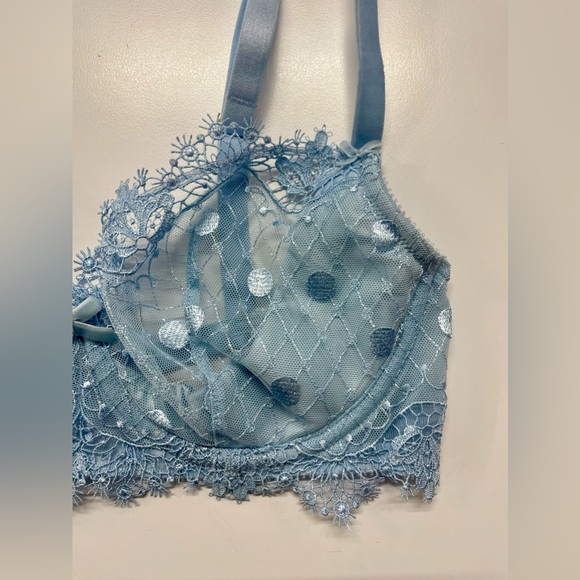 NWT Journelle Dita Von Teese Vedette Underwire Lace Sheer Bra Ice Blue 32D - Picture 9 of 13